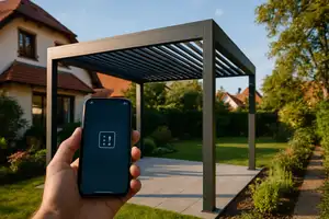 Pergola bioclimatique connectée pilotée par smartphone