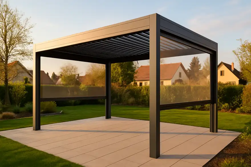 Pergola bioclimatique équipée de stores ZIP en Alsace