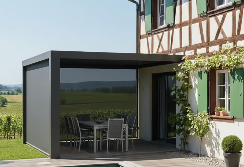 Pergola bioclimatique adossée Strasbourg Pergosa